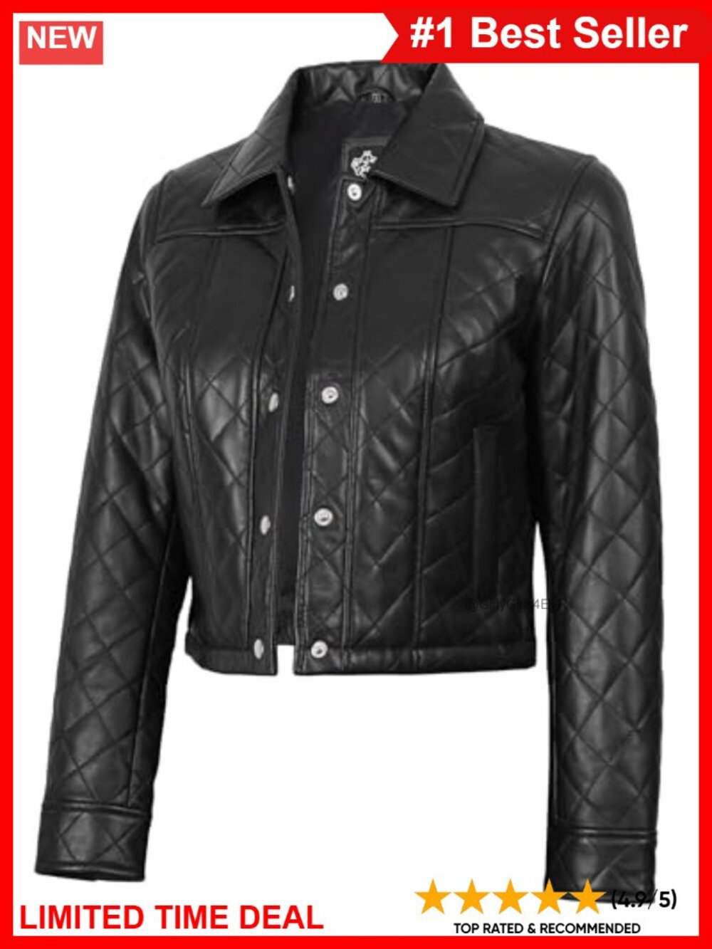 Real Lambskin Leather Cropped Jacket Zip Closure Women's